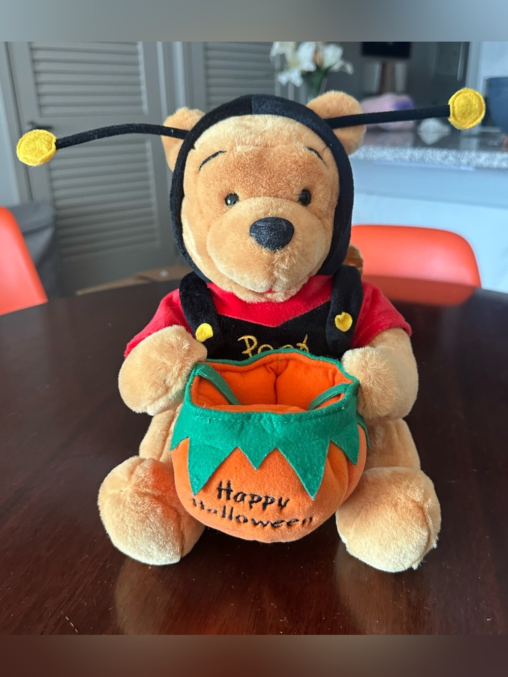 Disney Winnie The Pooh Bumble Bee Costume Halloween Pumpkin Plush Candy Holder